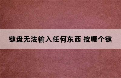 键盘无法输入任何东西 按哪个键